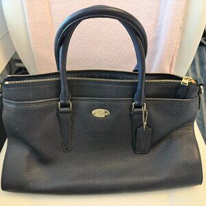 COACH F35185 Morgan Satchel Navy Pebble leather with long strap